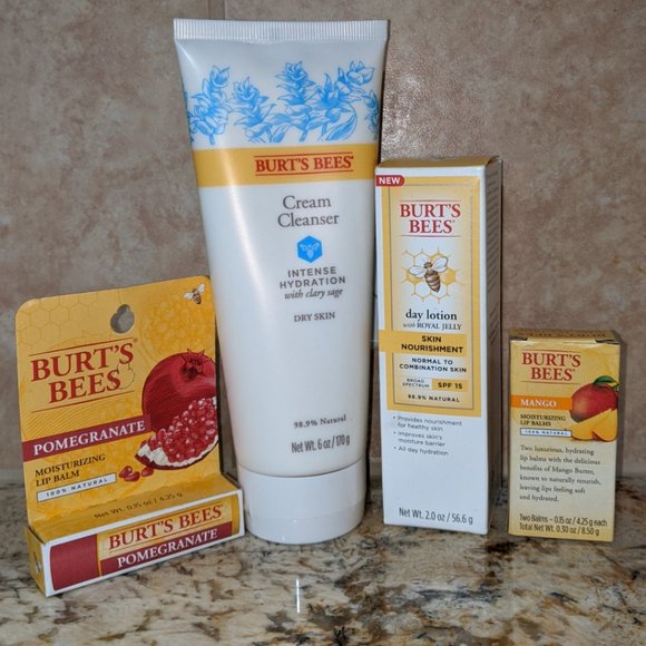 Burt's Bees Other - Burt's Bees Bundle Cleanser,Day Lition& Lip Balms!